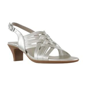 Munro Womens Marianna Heeled Sandals Size 12 M Silver Leather NWOB